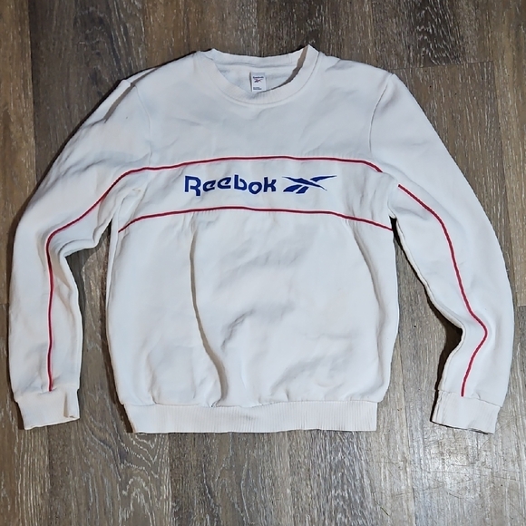 Reebok Other - Vintage Reebok Men's White Crewneck Sweater with Blue and Red Accents